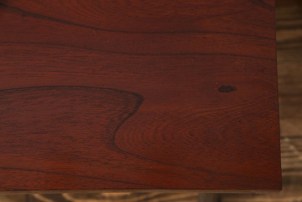 明治大正期　ケヤキ材一枚板　漆塗仕上げのリメイク鉄脚ベンチ(板座チェア、椅子)