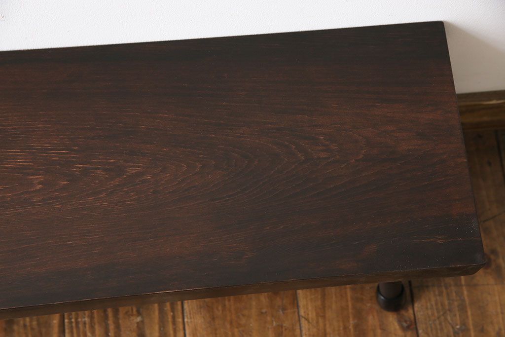ラフジュ工房オリジナル　ヒバ材　鉄脚がインダストリアルな雰囲気の花台(鉄脚ベンチ、飾り台、ローテーブル)(2)