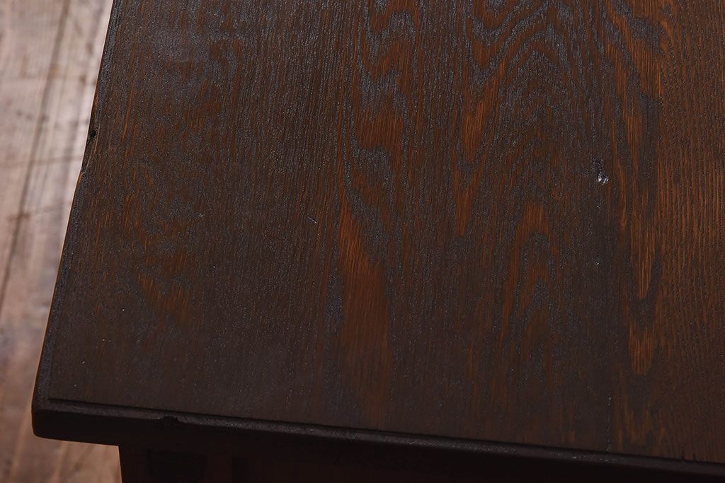 レトロ家具　昭和レトロ　ナラ材製　古い木の落ち着いた雰囲気が魅力の薄型デスク(片袖机、在宅ワーク、在宅用作業台、ワークデスク)