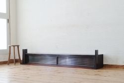 アンティーク家具　古いお屋敷のモールガラスローボード(置き床)
