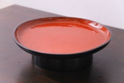 和製アンティーク　会津漆器　和の風情溢れる食卓におすすめの高台付き丸盆(丸膳)(2)