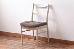 ヴィンテージ家具　北欧ビンテージ　ペイント　シャビーシックなクッションチェア(ダイニングチェア、椅子)(3)