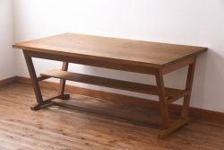 昭和レトロ　ホワイトオーク材　学校の作業台をリメイクしたダイニングテーブル(机)