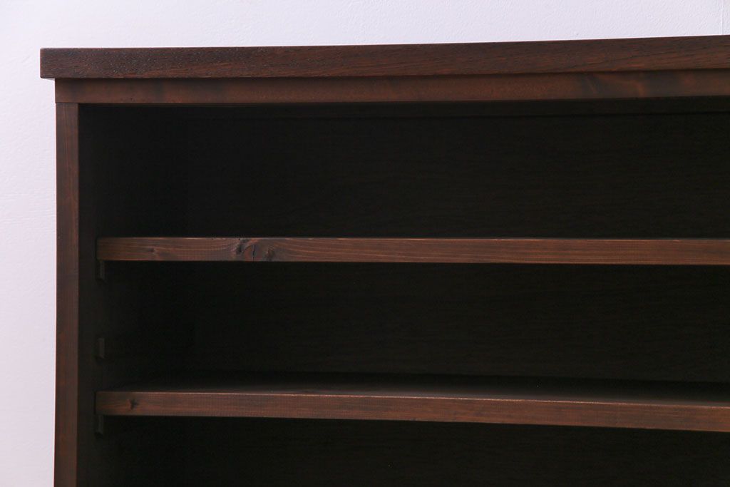 ラフジュ工房オリジナル　天板ナラ材　古い建具を利用した味わいのあるローボード(収納棚、戸棚)
