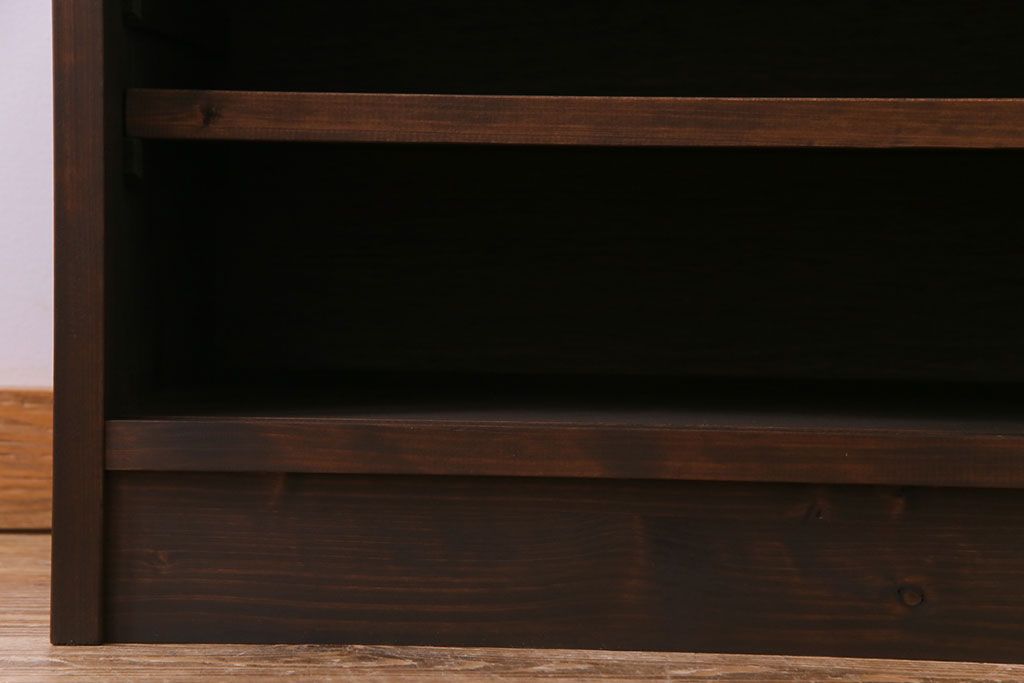 ラフジュ工房オリジナル　天板ナラ材　古い建具を利用した味わいのあるローボード(収納棚、戸棚)