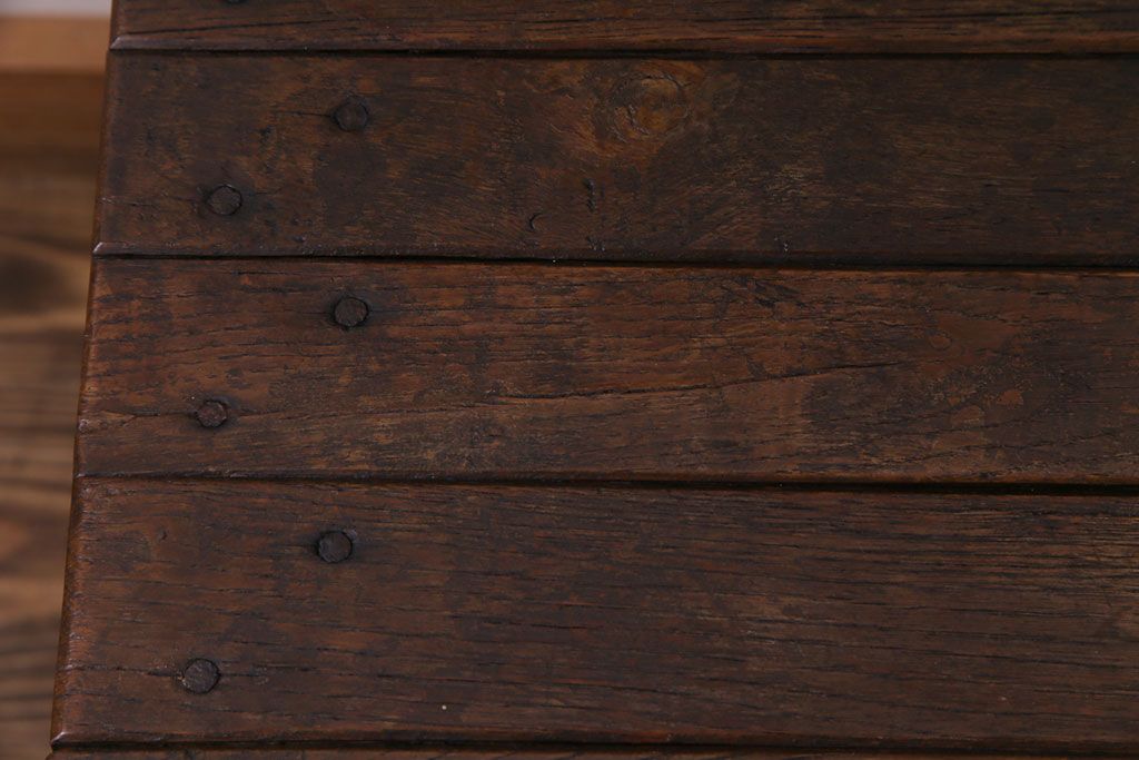 レトロ家具　昭和レトロ　ナラ材　古い木味が味わい深いアンティークベンチ(長椅子)