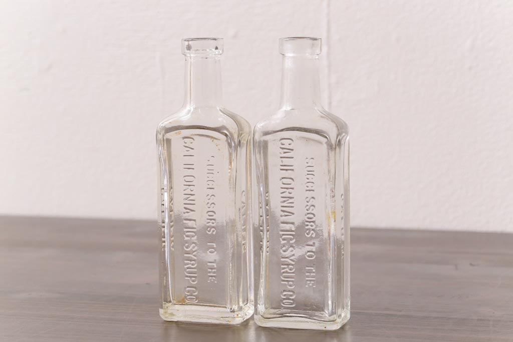 アンティーク　髪油ビン2本組み　明治時代　ガラス瓶
