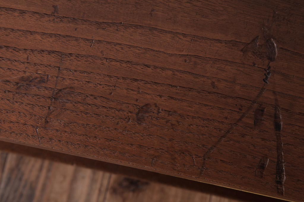 レトロ家具　古材リメイク　栗材一枚板　レトロな味わいが魅力のローボード(オープンラック、ベンチ、飾り棚)