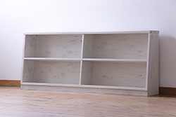 ペイント家具　学校の本棚を利用したシャビーなペイントのオープンラック(収納棚)