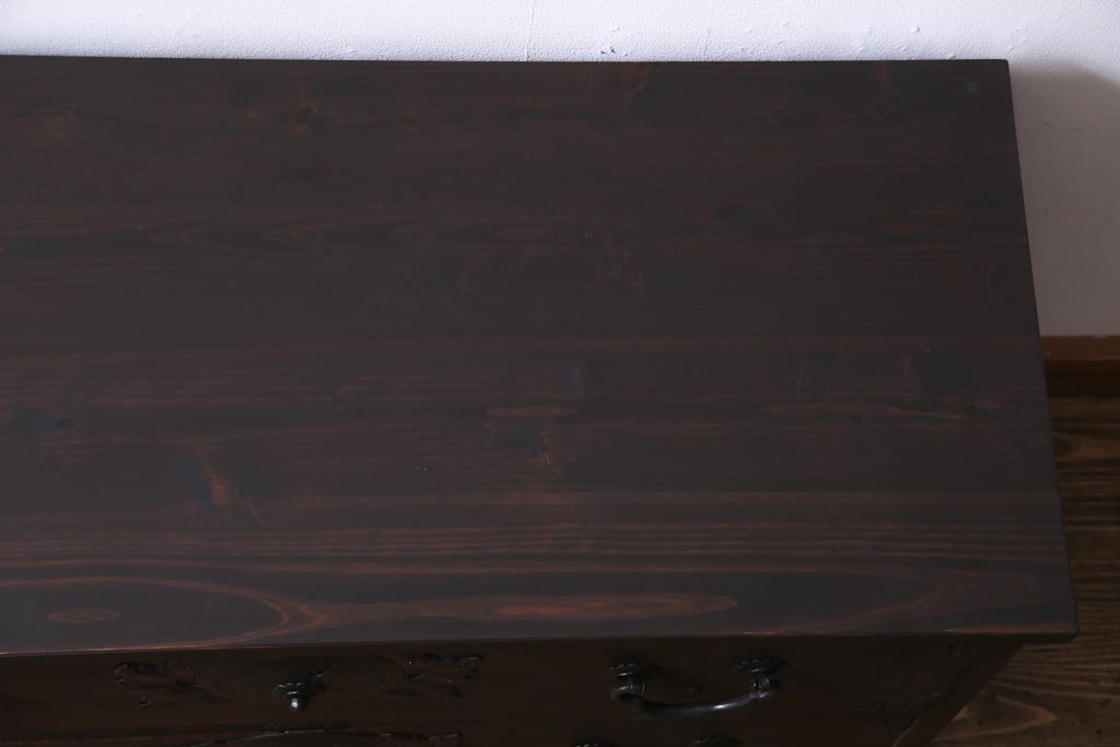 アンティーク家具　和製アンティーク　下開き扉のリメイク仙台箪笥ローボード(和タンス、テレビボード、収納棚)