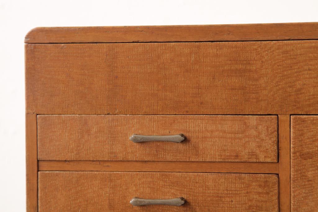 アンティーク雑貨　昭和レトロ　明るい木色が柔らかな雰囲気醸し出す裁縫箱(小引き出し、ソーイングボックス)