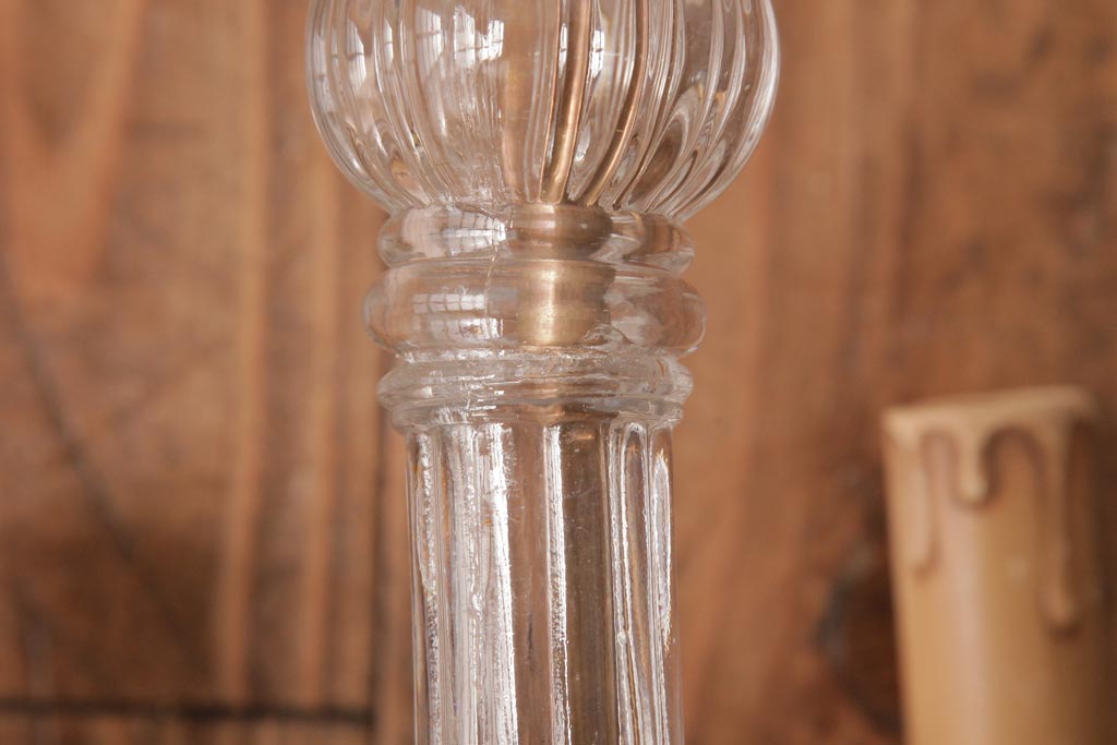 フランスビンテージ　細部までおしゃれなクリスタルガラスドロップシャンデリア(6灯、天井照明、吊り下げ照明)