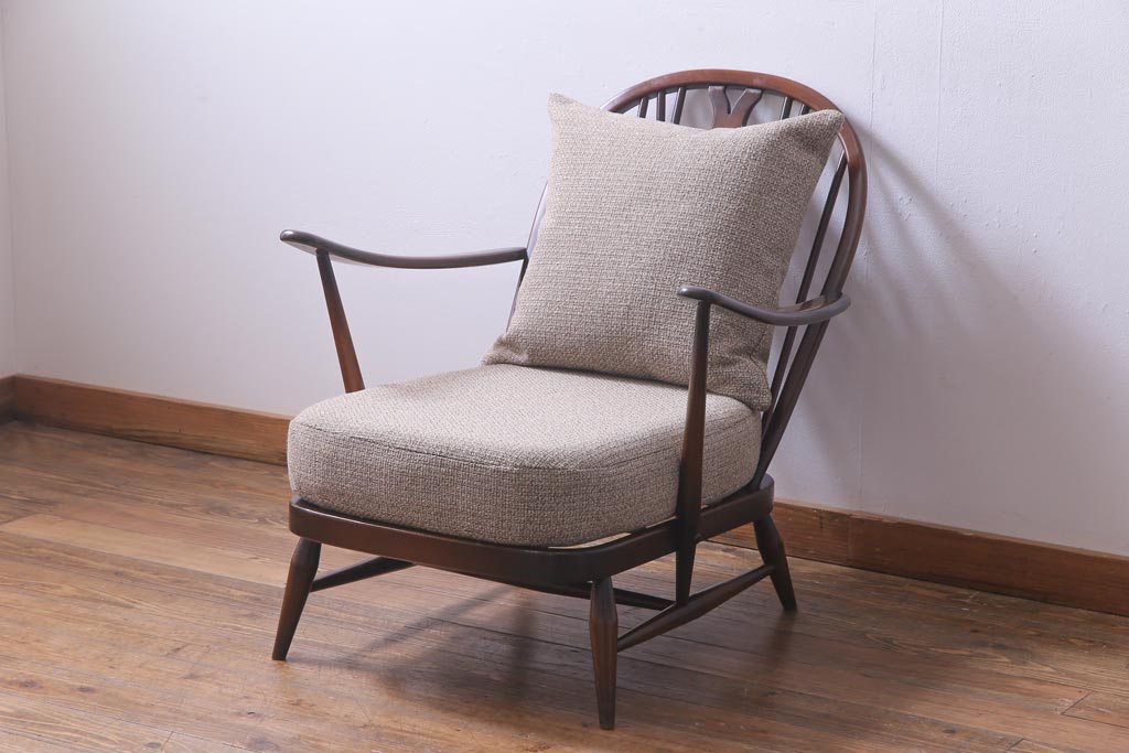 ヴィンテージ家具 イギリスビンテージ ERCOL(アーコール) ゆったりと座れる憩いのイージーチェア(ラウンジチェア、一人掛けソファ)(1) |  ラフジュ工房