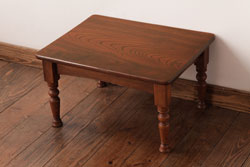 アンティーク家具　和製アンティーク　総ケヤキ材　天板一枚板　挽き物の脚が上品なローテーブル(座卓)