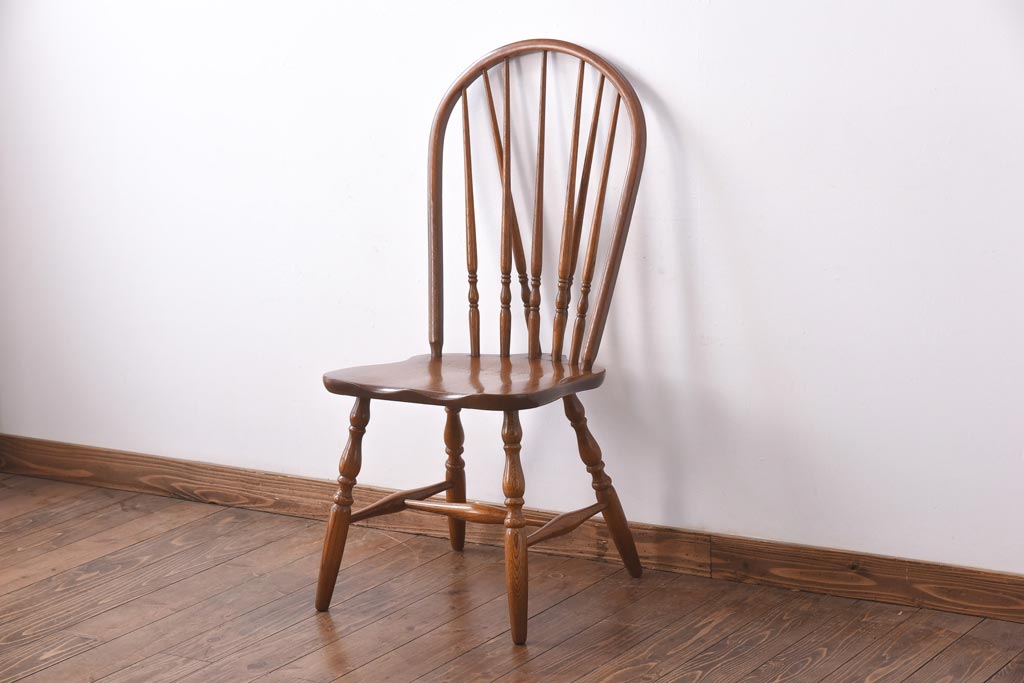 中古 ビンテージカシワ(柏木工、KASHIWA) スポークのデザインがおしゃれなナラ材製のチェア(椅子) ラフジュ工房