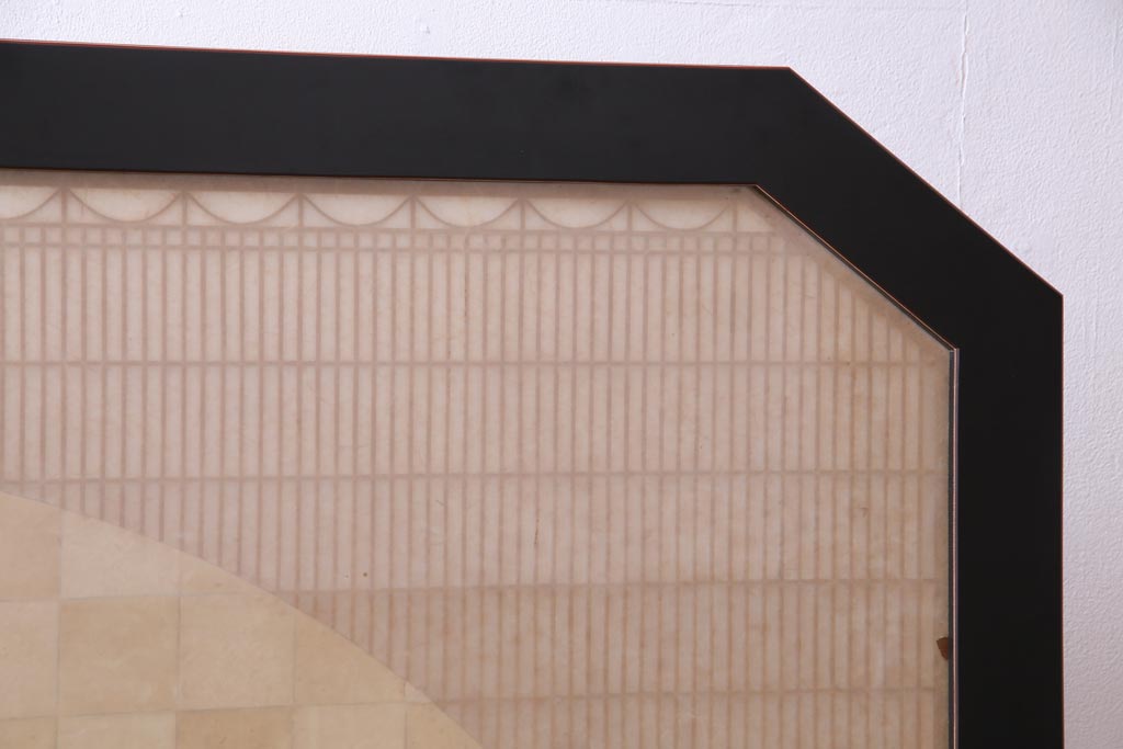 ビンテージ　市松模様と細かな格子が目を引く大型組子つい立て(パーテーション、衝立)(定価約50万円)