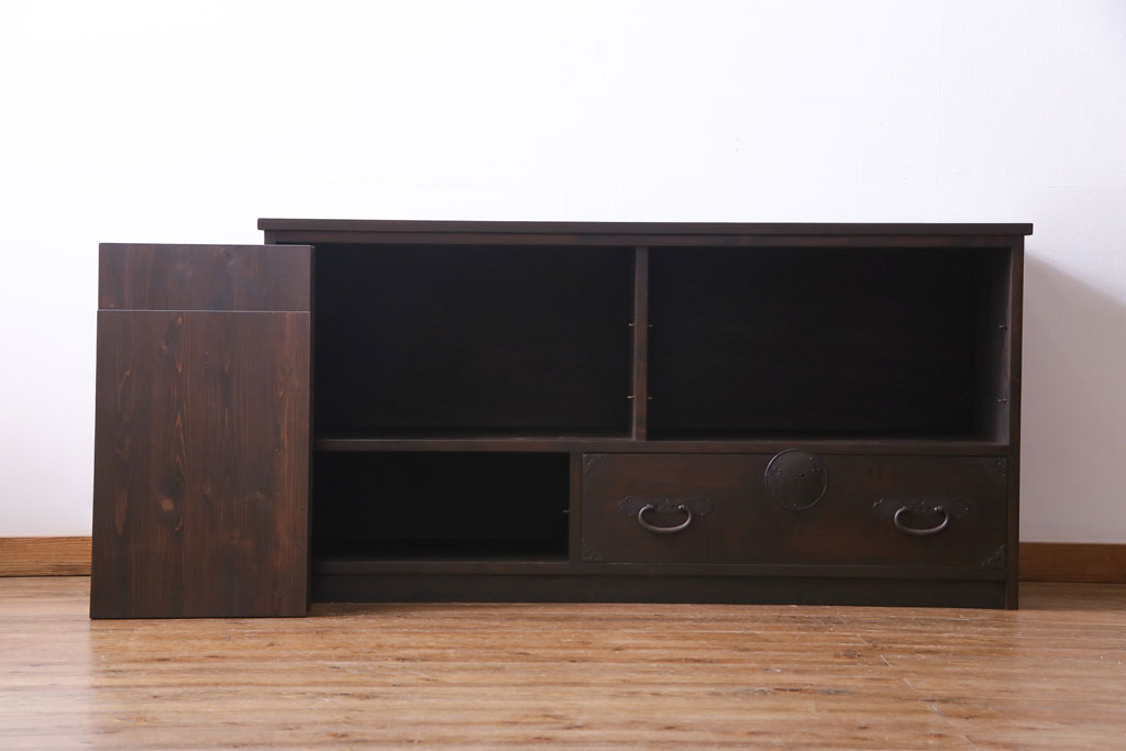 ラフジュ工房オリジナル　引き出しリメイク　素朴な丸金具のリビングボード(テレビボード、ローボード、収納棚)
