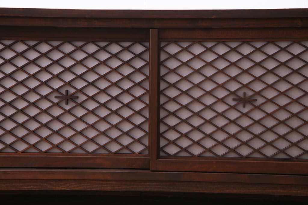 ラフジュ工房オリジナル　組子戸リメイク　斜め格子の建具が魅力的なローボード(戸棚、テレビボード)