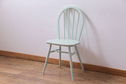 ペイント家具　イギリスビンテージ　ERCOL(アーコール)　ミントグリーンのフープバックチェア(椅子、ダイニングチェア)