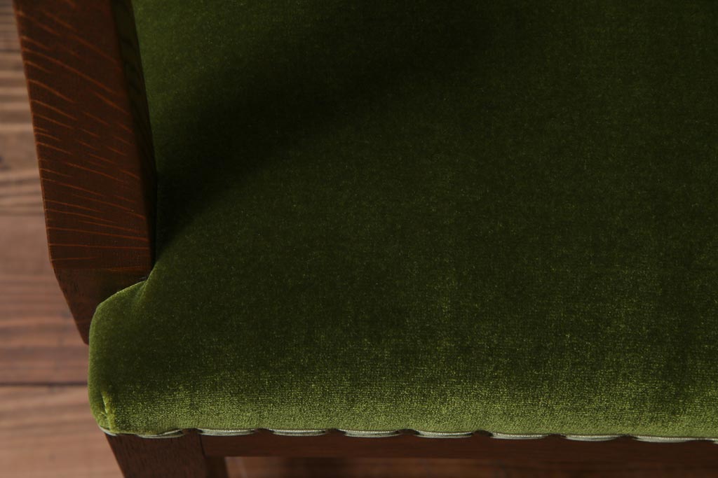 ラフジュ工房オリジナル　大正ロマン香るナラ材製の2人掛けソファ(ベンチ、ダイニングソファ)