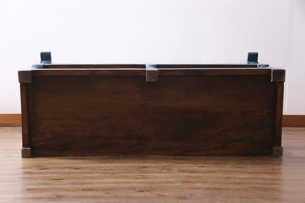 アンティーク家具　イギリスアンティーク　シャビーなペイントがおしゃれな木製ベンチ(2人掛け)