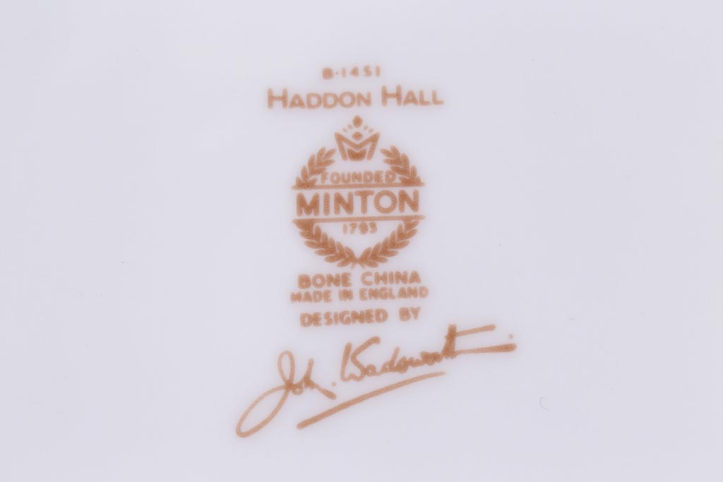 中古　イギリス　MINTON(ミントン)　Haddon Hall(ハドンホール)　ティーセット(カップ&ソーサー、プレート)(2)