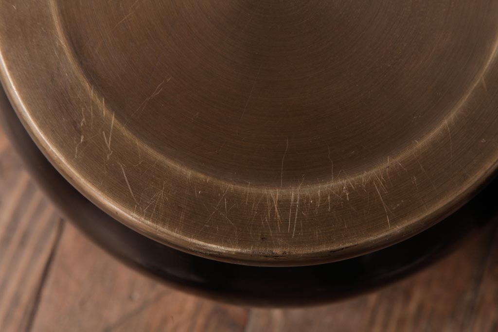アンティーク雑貨　大正昭和初期　象嵌真鍮火鉢一対・箱付き(手あぶり、金属製火鉢)(R-036262)