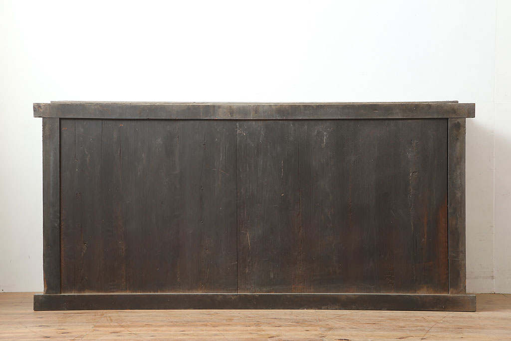 アンティーク家具　明治期　桟の引き戸が魅力の六尺収納箪笥・上段(キャビネット、水屋箪笥)(R-036311)