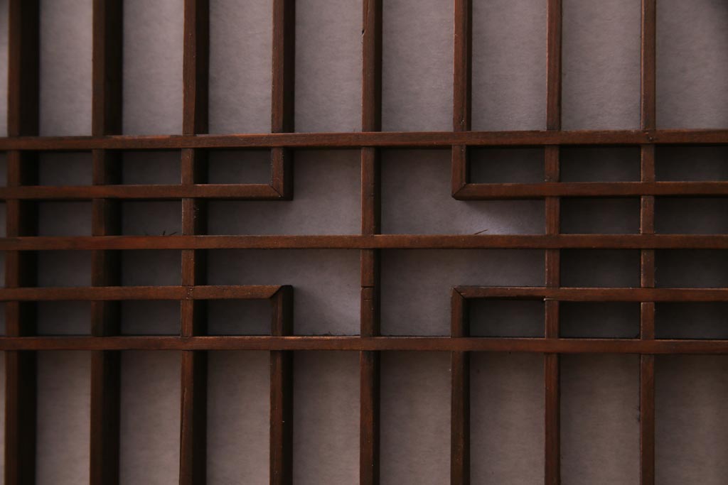 ラフジュ工房オリジナル　アンティーク建具リメイク　組子が目を引く書院戸を活かした和風キャビネット(収納棚、戸棚)(R-036841)
