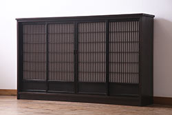 ラフジュ工房オリジナル　アンティーク建具リメイク　格子が美しい和風キャビネット(組子、書院戸、収納棚、戸棚)(R-036972)