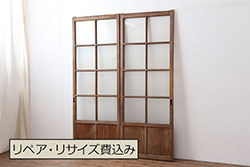 古い木味のガラスドアノブのモールガラスドア(扉)6