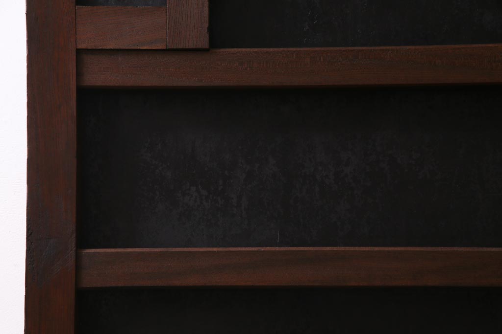 アンティーク建具　枠組みケヤキ材　鉄板付き　使い込まれた渋さが魅力的な鉄扉(蔵戸、引き戸、玄関戸)(R-037309)