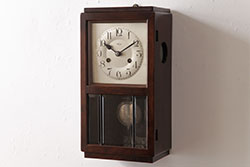 アンティーク雑貨　ドイツ　キンツレ(KIENZLE)　シンプルモダンな手巻き式振り子時計(柱時計、掛け時計、古時計)(R-037643)