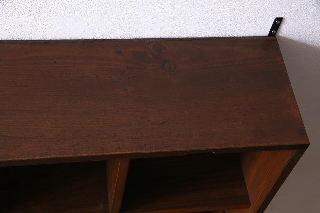 ラフジュ工房オリジナル　アンティーク材リメイク　3×3マス　古材の味わいが魅力的な壁掛けマス目棚(壁掛け収納棚、ウォールラック)(R-037652)