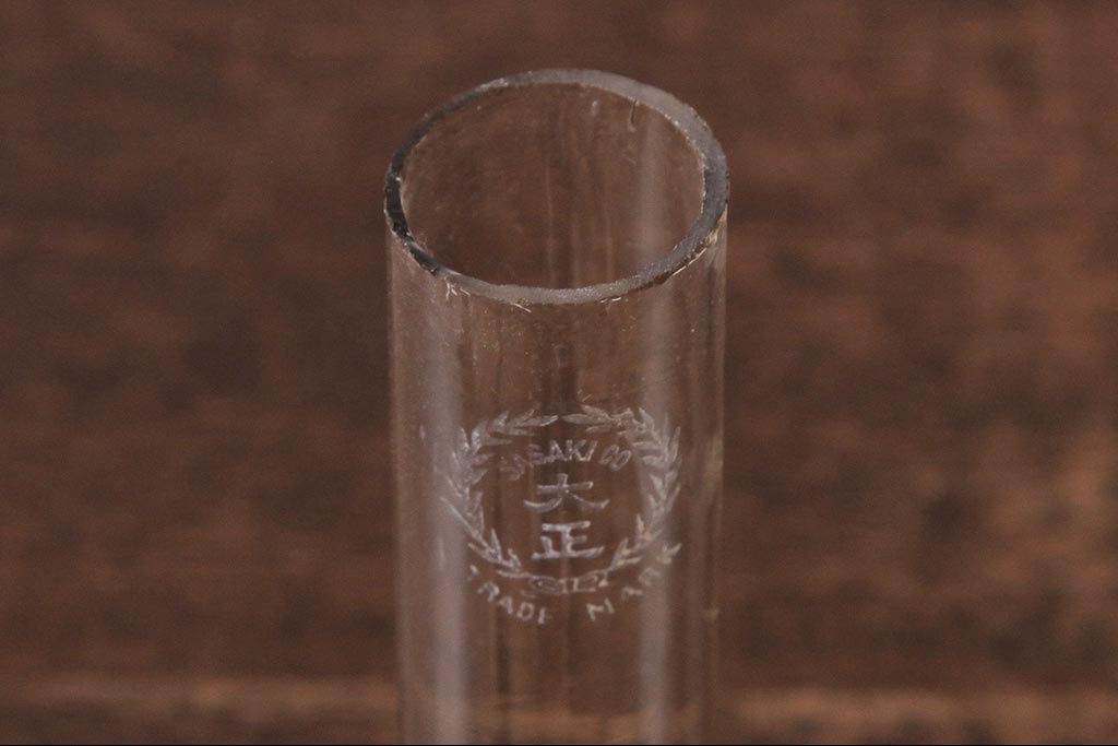 アンティーク雑貨　佐々木硝子　切子ガラスがおしゃれな大正ロマン香るオイルランプ(卓上ランプ、洋燈)(R-037719)