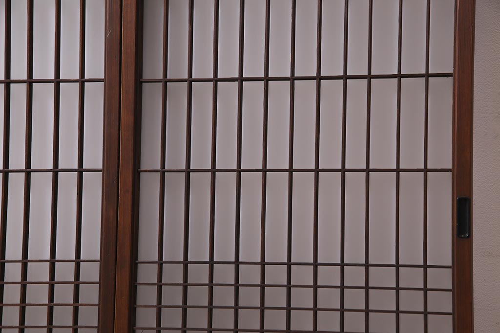 ラフジュ工房オリジナル　アンティーク古建具リメイク　引き出し付き　シンプルな組子の戸棚(収納棚、キャビネット、書院戸)(R-037734)