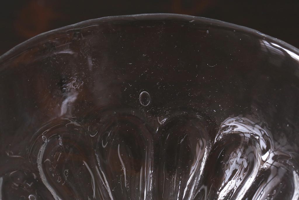 アンティーク雑貨　大正期　無色吹きガラス氷コップ3点セット(R-037823)