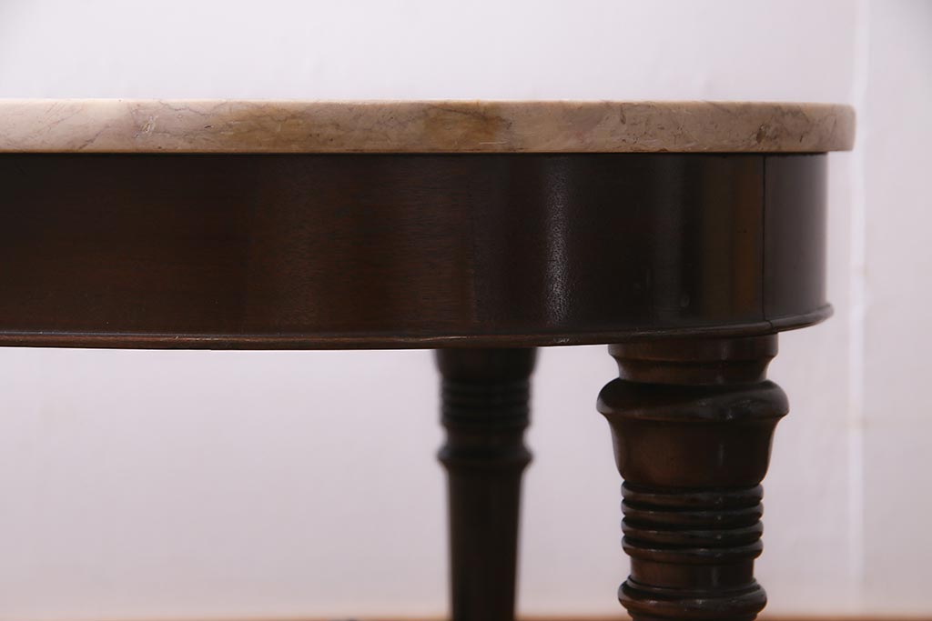アンティーク家具　フランス　マホガニー材　レア!　個性際立つストーントップテーブル(センターテーブル、リビングテーブル)(R-038262)