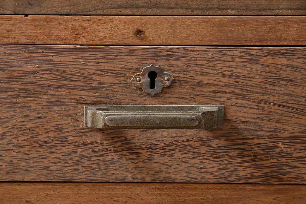 和製アンティーク　ストリップド(剥離)　昭和初期　味わい深い木肌が目を引く戸棚(収納棚、キャビネット)(R-038545)