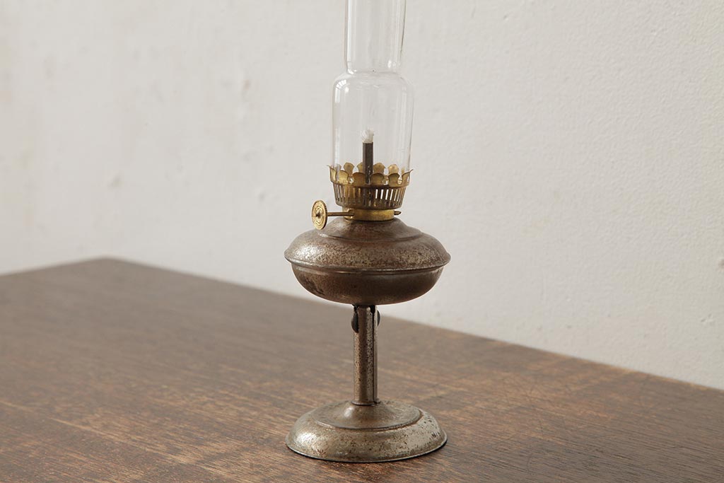 アンティーク雑貨　和製アンティーク　昭和初期　ひとつで2通りの使い方が楽しめる2WAYオイルランプ(灯油ランプ、卓上ランプ、壁付けランプ)(R-039118)