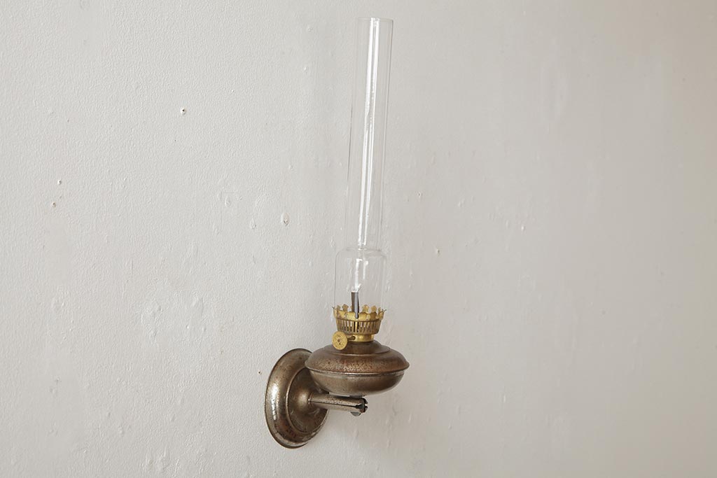 アンティーク雑貨　和製アンティーク　昭和初期　ひとつで2通りの使い方が楽しめる2WAYオイルランプ(灯油ランプ、卓上ランプ、壁付けランプ)(R-039118)