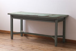 アンティーク家具　和製アンティーク　天板合板　ペイントがおしゃれな作業台(机、コンソールテーブル)(R-039206)