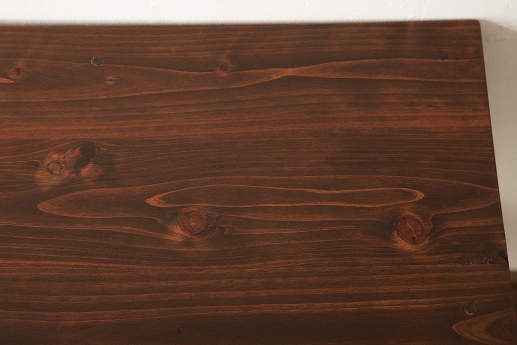 リメイク家具　和製アンティーク　天板ヒノキ材　昭和初期　ブラックペイントが格好いいサイドテーブル(平机、花台、飾り台)(R-039406)