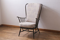 ヴィンテージ家具　ERCOL(アーコール)　エバーグリーン　エレガントな雰囲気漂う1人掛けイージーチェア(ラウンジチェア、アームチェア、椅子、ソファ、ビンテージ)(定価約29万円)(R-039434)