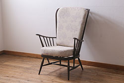 ヴィンテージ家具　ERCOL(アーコール)　エバーグリーン　エレガントな雰囲気漂う1人掛けイージーチェア(ラウンジチェア、アームチェア、椅子、ソファ、ビンテージ)(定価約29万円)(R-039435)
