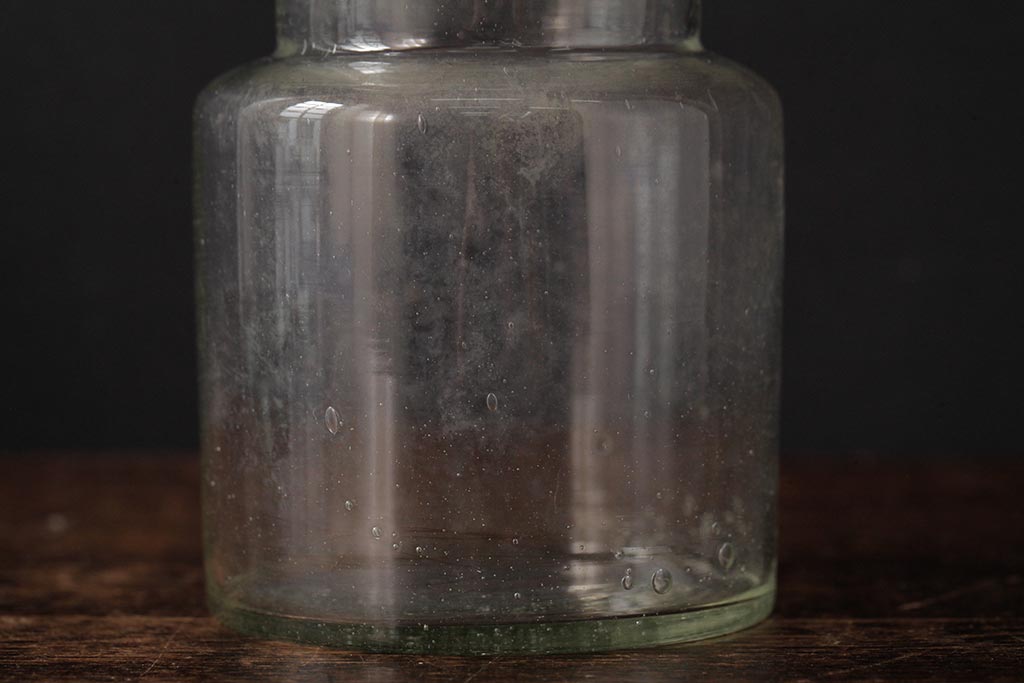 アンティーク雑貨　レトロ雑貨　アンティークボトル　小さな蓋付きガラス瓶5個セット(ガラスビン)(R-039457)