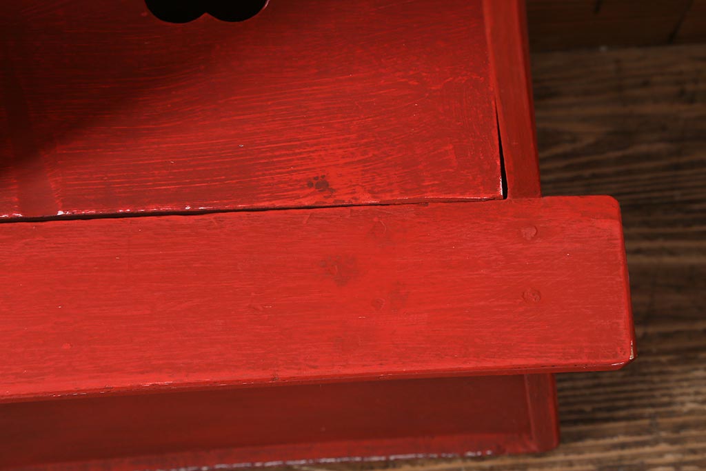 アンティーク雑貨　ペイント家具　ポップなカラーがおしゃれなレトロな踏み台(ステップ、飾り台、花台)(R-039874)