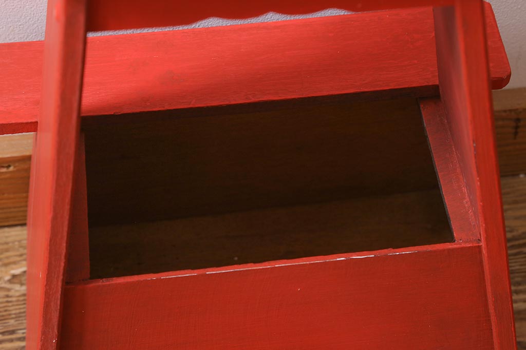アンティーク雑貨　ペイント家具　ポップなカラーがおしゃれなレトロな踏み台(ステップ、飾り台、花台)(R-039874)