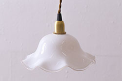イギリスヴィンテージ照明　上品なフリルシェードのペンダントライト(ランプシェード、天井照明、ビンテージ)(R-039907)