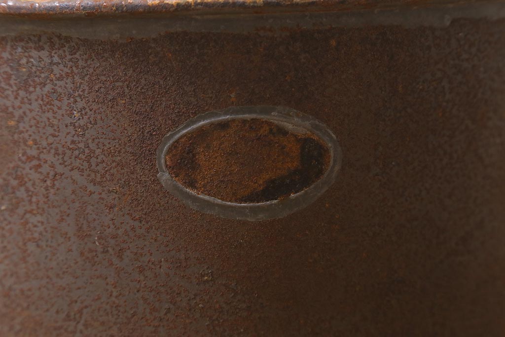 レトロ雑貨　ブリキ　錆びた風合いが味わいのある古いバケツ(R-040192)